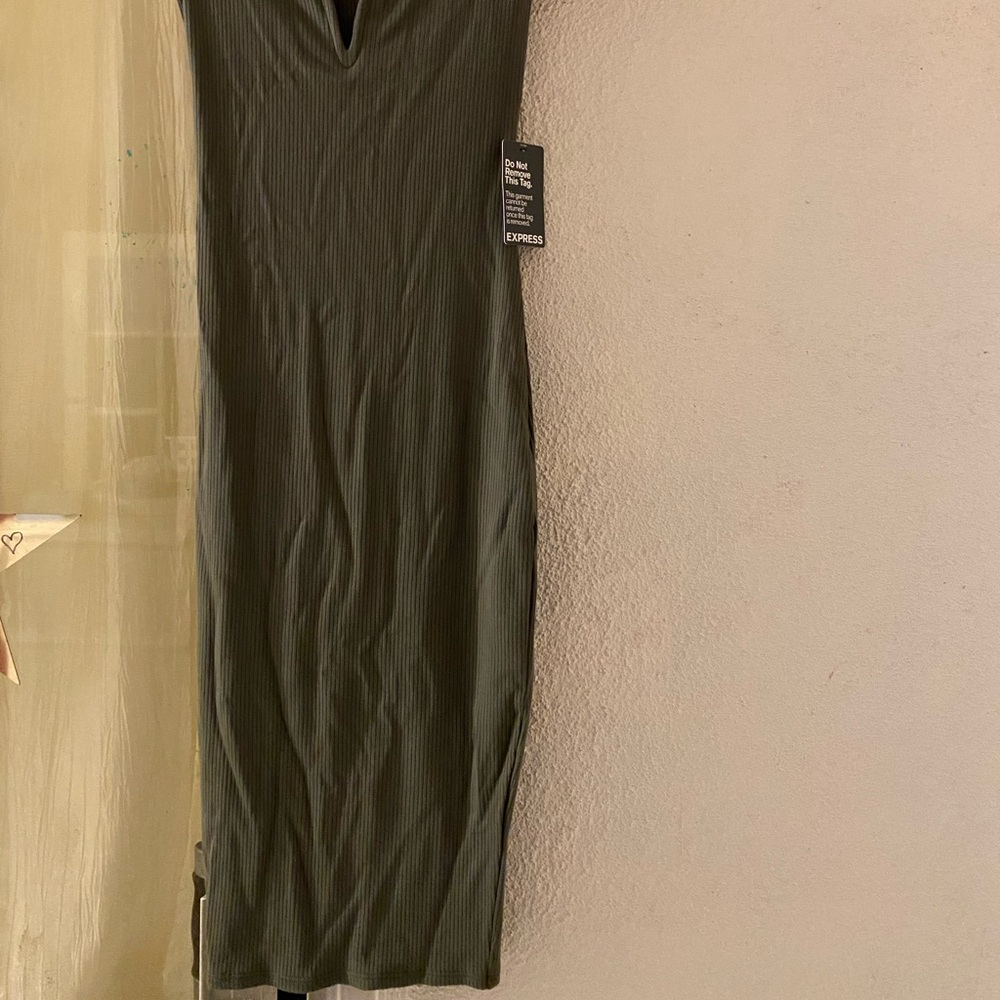 Express Olive Green Dress BodyCon